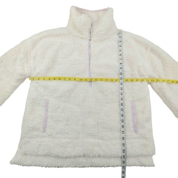 Anthropologie Saturday Sunday Sherpa Jacket Womens Small Cream 1/2 Zip High Neck - Picture 12 of 15